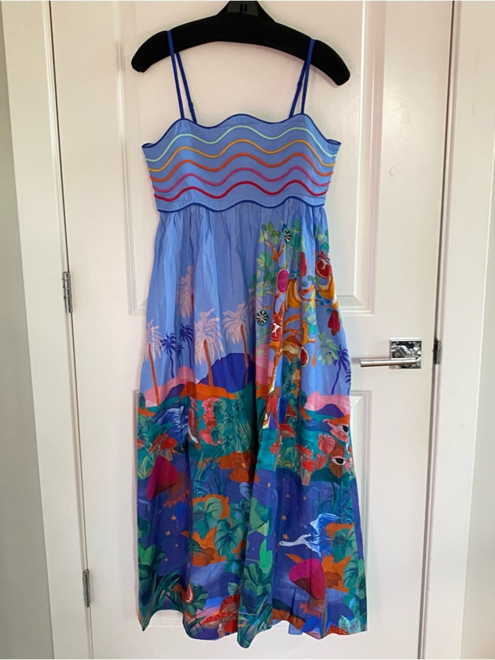 Farm Rio Multicolor Dream Landscape Organic Cotton Sleeveless Maxi Dress S NWT - Picture 5 of 9